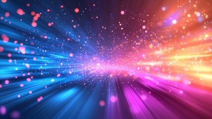 Obraz premium Abstract background with sparkling particles and glowing lights. Digital technology concept or party celebration wallpaper.
