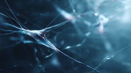 Futuristic glowing neural network pathways on dark digital canvas with organic intricate patterns and ample copy space