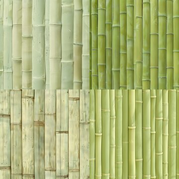 Bamboo Textures: Showcasing four distinct bamboo textures, this image presents a harmonious blend of natural elegance and versatility. The close-up view reveals the details of each stalk.