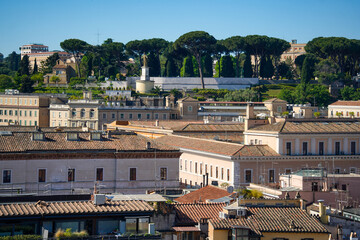 Fototapeta premium panorama over Rome, Italy on a sunny day. historic buildings. details.