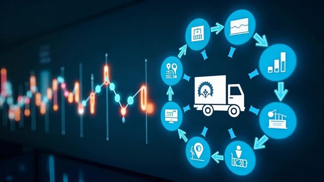 Innovative Supply Chain Market Shifts: Visuals of Dynamic Logistics Trends, Operational Efficiency, Strategic Supplier Analysis & Market Fluctuation Assessment - Premium Photo Stock Concept