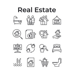Real Estate Line Icons Set