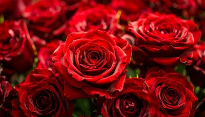 Obraz premium Lush red roses close-up