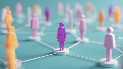 A diverse group of individuals standing together connected in a collaborative network representing the concepts of teamwork comm  and social integ n