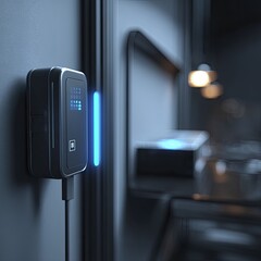 Modern wall-mounted charging device glows softly