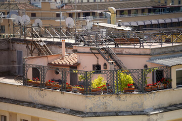 Fototapeta premium panorama over Rome, Italy on a sunny day. historic buildings. details.