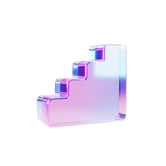 Artistic Glass Staircase Sculpture, Modern Design, Studio Setting, 3D Illustration, Abstract Aesthetics