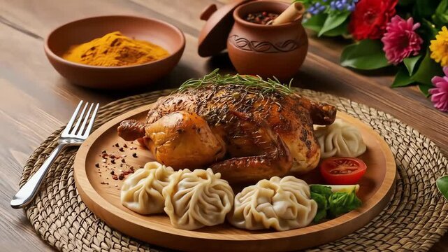 Opor Ayam with Ketupat Sambal Goreng Ati Keripik Kentang and Emping Traditional Indonesian Dish for Eid al Fitr