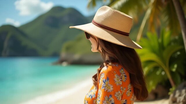 Highlighting tropical outfit inspiration with vivid color palettes bold patterns and harmonious ensembles set in lush sun drenched tropical environments. in  Photo Stock  Concept  and empty space on t