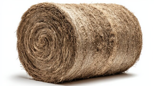 Close up view of rolled hay bale in natural rustic texture