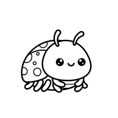 Cute chibi beetle, black and white vector, bold clean shape, isolated