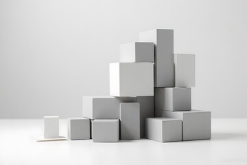 3d white cubes on a clean white background abstract design with blocks and shapes