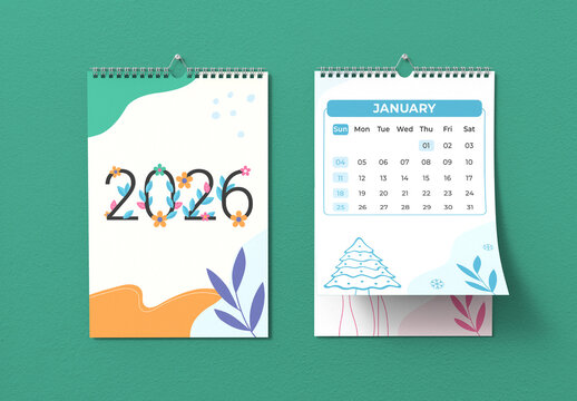 2026 Minimal Floral Desk Calendar with Table Planner