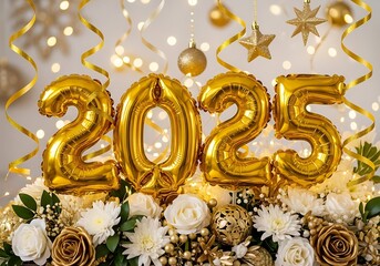 Golden 2025 New Year Festive Display