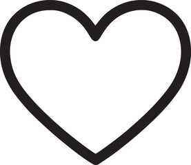 Simple black heart outline symbol on white background representing love affection and emotional connection for romantic or decorative themes