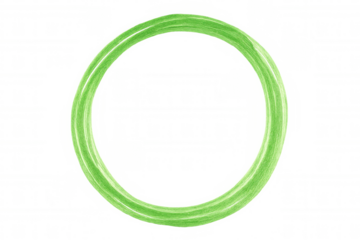 Green textured circular paint brush stroke forming a ring on a transparent background, ideal for creative projects