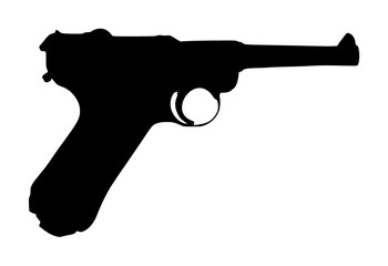 gun with clipping path, silhouette, old gun, old pistol