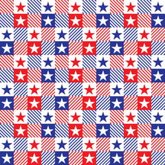 Fototapeta premium Modern abstract star pattern with red and blue lines. fabric pattern 