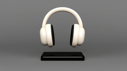 A pair of white headphones with black earcups and a black base.