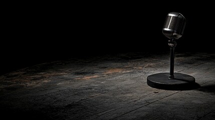 A microphone on a stand.