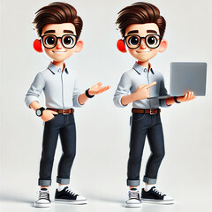 A 3D-rendered cartoon-style character of a confident and tech-savvy IT manager