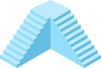 Fototapeta premium Isometric illustration of light blue stairs ascending towards a corner, symbolizing progress, elevation, and the journey to new levels and opportunities