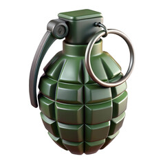 Classic fragmentation grenade military weapon isolated on a transparent background explosive