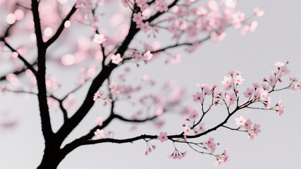 Obraz premium Sakura tree silhouette, pink light spots, soft and romantic style,silhouette,