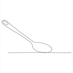 Continuous one line drawing of knife fork spoon outline vector illustration