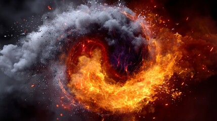 Fototapeta premium Dynamic Abstract Swirling Blend of Fire and Smoke Creating a Dramatic Visual Effect