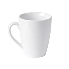 White Ceramic Coffee Mug with Curved Handle Isolated on Transparent Background