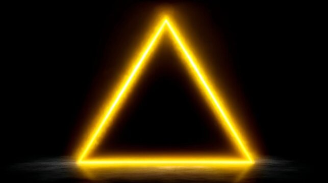 Glowing Yellow Triangle Alert Symbol on a Dark Background with Subtle Reflections