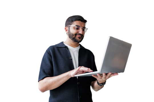 Person intently works on laptop, showcasing skills.