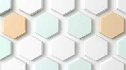 A 3D rendering of a geometric pattern of hexagons in various colors.