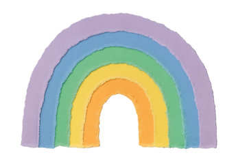 Pastel Paper-Cut Rainbow Clipart — Hand-Torn Texture (PNG, Transparent)