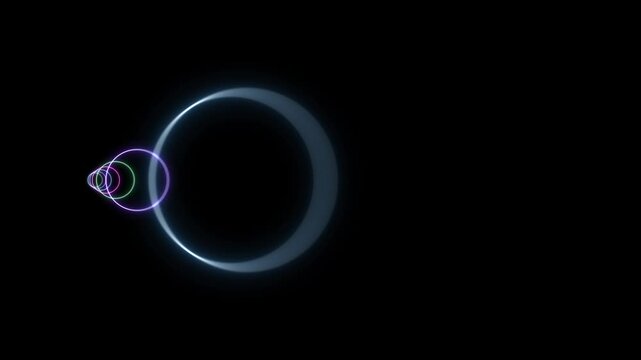 Sci-Fi Neon Speed Light Tunnel with Glowing Rings and Futuristic. Hypnotic Light Flow Effect.