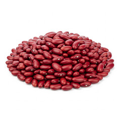 Premium red kidney beans pile 45 degree view isolated on white background