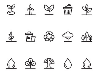 Eco-Friendly Water & Recycling Outline Icons – Vol.2