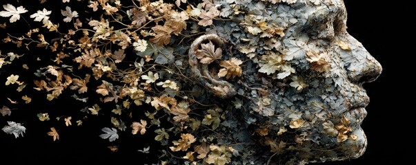 portrait made of leaves
