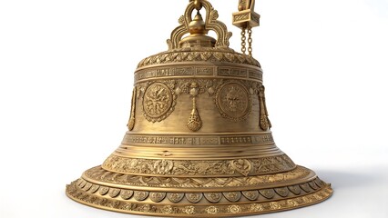 Ornate Brass Bell: Detailed Close-Up of Antique Tibetan Bell