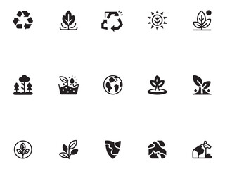 Sustainable Energy & Eco Awareness Icons – Climate Change Vector Set 