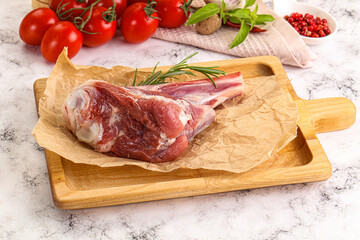 Raw lamb shank for cooking