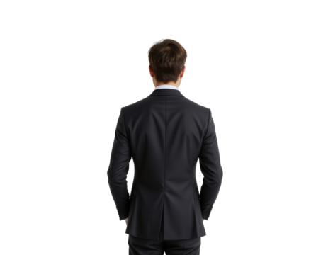 Professional Man in Suit Facing Away, Minimalist Style Focused on Back