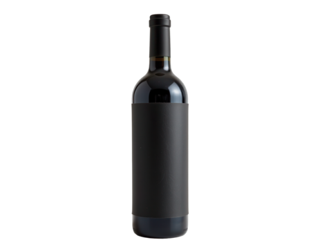 Elegant Black Wine Bottle with Blank Label on Transparent background - Powered by Adobe