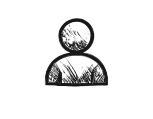 Hand-drawn Follower Icon with Character Silhouette