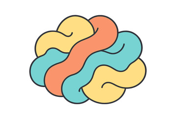 Abstract human brain icon with colorful lobes symbolizing creativity, intelligence, psychology, and mental health concepts