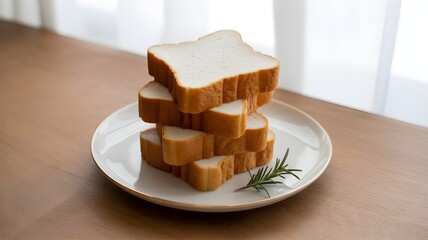 "Thick Slices of Japanese Milk Bread on a Plate"