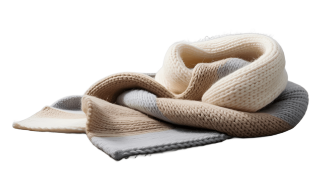 Elegant knitted scarf in delicate pastel shades.