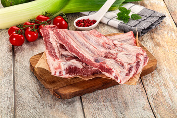 Raw pork ribs for cooking