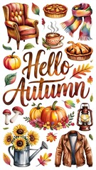 Vibrant Autumn Watercolor Collection: Fall Elements & Designs